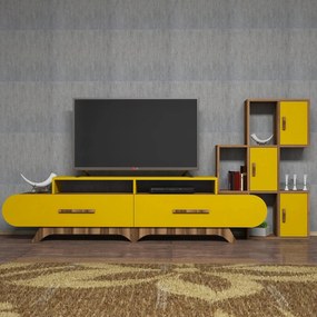 **** Unidade TV Flora – Nogueira e Amarelo – 205x50x36,8 cm

**