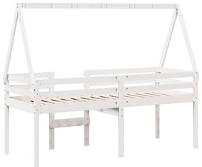 Cama alta com telhado 75x190 cm pinho maciço branco