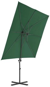 Guarda-sol cantilever com poste de aço 250x250 cm verde