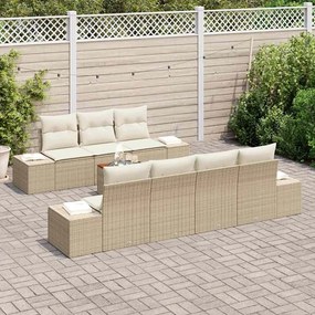 vidaXL Conjunto de Sofá de Jardim 8 pcs Bege e Creme vime PE