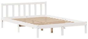 Cama sem colchão 160x200 cm madeira de pinho maciça branco