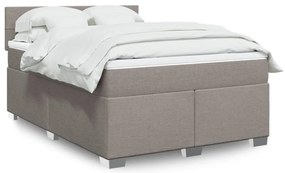 vidaXL Cama com molas/colchão 160x200 cm tecido castanho-acinzentado