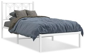 Estrutura de cama com cabeceira 80x200 cm metal branco