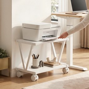 Suporte para Impressora 44L x 28P x 32A cm com 2 Prateleiras para Escritório e Casa, Branco