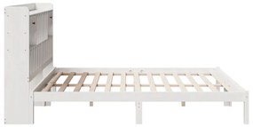 Cama com estante sem colchão 180x200 cm pinho maciço branco