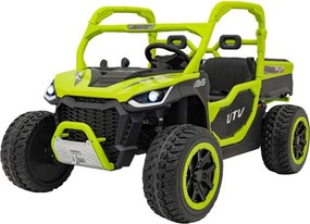 Carro elétrico para Crianças 3 a 7 anos, 2 Lugares Farmer Truck UTV Racing 24V 4x4 Rodas Espuma EVA, assento couro ecológico Verde
