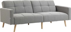 HOMCOM Sofá-cama 2 em 1 205 x 88 cm, sofá com função cama e almofada, acabamento linho Cinza | Aosom Portugal