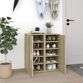 808961 vidaXL Sapateiras 2 pcs 32x35x70 cm contraplacado cor carvalho sonoma