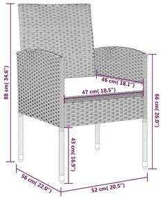 5 pcs Conjunto de jantar para jardim preto