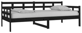 Sofá-cama 90x190 cm madeira de pinho maciça preto