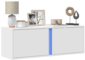 Móvel de parede para TV com luzes LED 100x31x35 cm branco