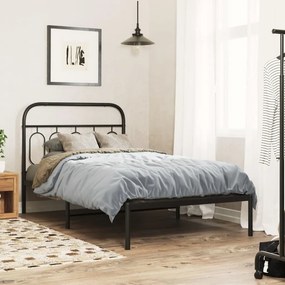 vidaXL Estrutura de cama com cabeceira 100x200 cm metal preto