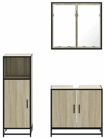 3 pcs conj. móveis casa banho derivados madeira carvalho sonoma