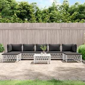 vidaXL 8 pcs conjunto lounge de jardim com almofadões aço branco