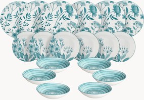Conjunto de loiça de porcelana Madison Coralie Teal, 6 pessoas, conjunto de 18