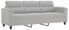 Sofá 3 lugares c/ apoio de pés 180 cm microfibra cinza-claro