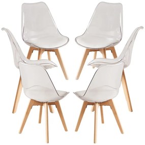 Pack 6 Cadeiras Synk Transparentes Assento - Branco