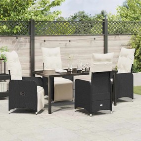 Conjunto de Jantar de Jardim 5 Peças com Almofadas, Rattan Sintético P