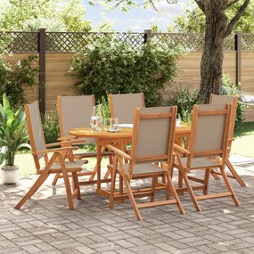 vidaXL 7 pcs conjunto de jantar para jardim acácia maciça e textilene
