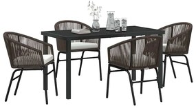 Conjunto de Jantar de Jardim com 5 Peças - Rattan Poliéster Castanho