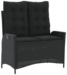 4 pcs conjunto de jardim p/ jardim c/ almofadões vime PE preto