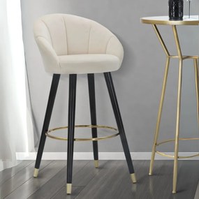 BANCO DE BAR PRAGUE 55X56X104 CM CREME, DOURADO E PRETO