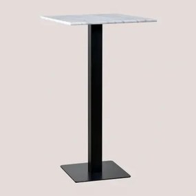 Mesa Alta De Bar Quadrada 60x60 Cm Em Mármore Livanto Mármore Branco Guangxi & Preto - Sklum