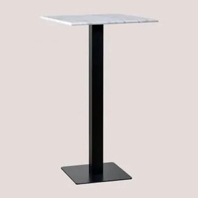 Mesa Alta De Bar Quadrada 60x60 Cm Em Mármore Livanto Mármore Branco & Preto - Sklum