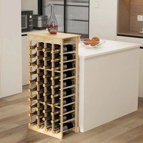 Garrafeira com 10 níveis empilhável para 40 garrafas 750 ml Estante para vinhos em madeira de pinho 47 x 28 x 113 cm natural