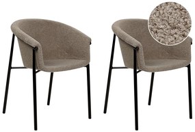 Conjunto de 2 cadeiras de jantar em tecido bouclé taupé AMES Beliani