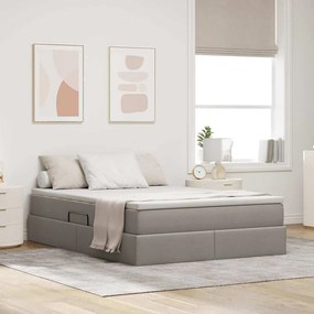 vidaXL Cama com arrumação e colchão Cinzento-acastanhado 140 x 190 cm