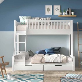 Conjunto cama Infantil SCOTT + cama familiar + 2 gavetas BRANCO