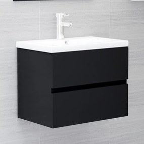 Armário de Parede para Lavatório de 60 cm - Preto - Design Moderno