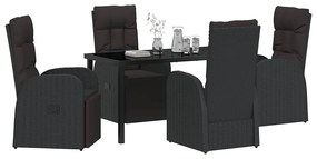 Cadeiras de Jardim Reclináveis 5 pcs Preto 140 x 70 x 73 cm