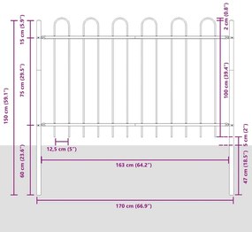 Cerca de Jardim com topo em arco - Branca - 13,6 x 1 m - Aço