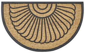 Tapete de entrada semicircular em fibra de coco natural e preta 45 x 75 cm KORYAK Beliani