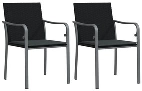 3 pcs conjunto de jantar p/ jardim c/ almofadões vime PE e aço