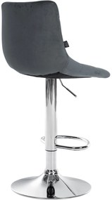 Conjunto de 2 bancos de bar Jerry em veludo com estrutura cromada 87-108,5 x 43 x 46,5 cm Cinzento escuro