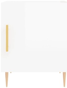 Mesa cabeceira 2pcs 40x40x50cm deriv. madeira branco brilhante