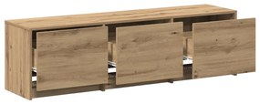 Gabinete de TV com LED Carvalho Artesanal 140x34x40 cm Madeira Derivad