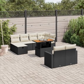 vidaXL 11 pcs conjunto sofás de jardim c/ almofadões vime PE preto
