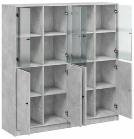 Estante c/ portas 136x37x142 cm derivados madeira cinza cimento