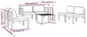 6 pcs conjunto lounge jardim com almofadões alumínio antracite