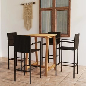 vidaXL 5 pcs conjunto de bar para jardim castanho
