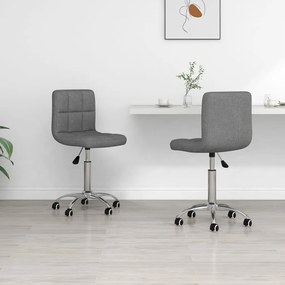 vidaXL Cadeiras de jantar giratórias 2 pcs tecido cinzento-claro