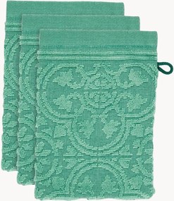 Luvas de banho de algodão terry/veludo Tile, conjunto de 3