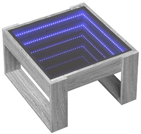 Mesa de centro luzes LED Infinity 50x53x30 cm cinzento sonoma