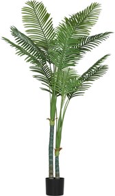HOMCOM Planta artificial interior 180 cm, palmeira Areca árvore artificial com vaso de plástico e flocagem, verde | Aosom Portugal