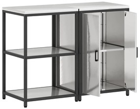 Conjunto de Armazenamento de Cozinha com prateleira 2 pcs Prata