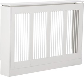 Cobertura para Radiador em MDF com Ripas e Prateleira para Sala e Quarto 120x18x84 cm Branco